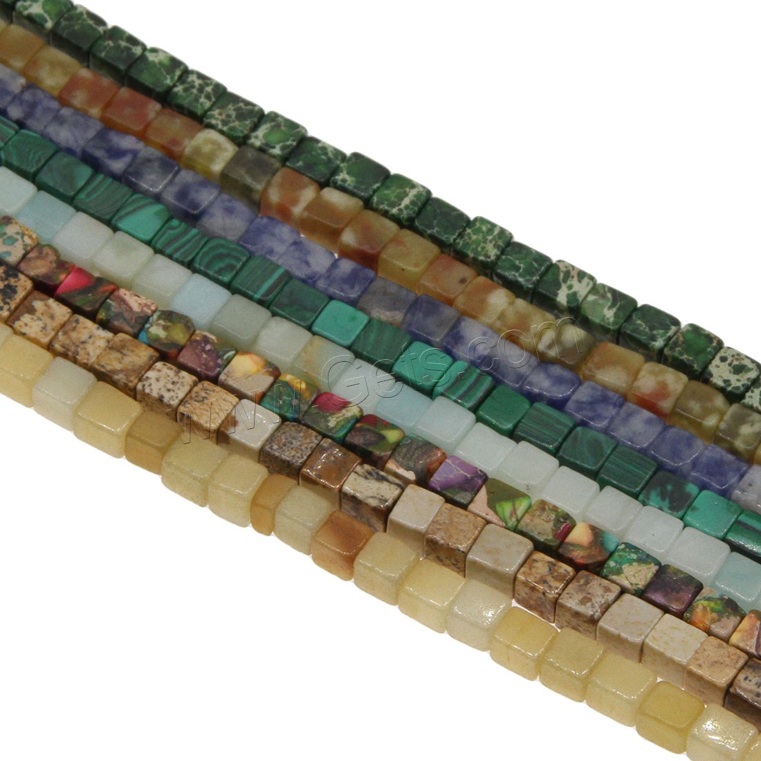 Gemstone Beads, Cube, different materials for choice & different size for choice, Hole:Approx 1mm, Length:Approx 14.9 Inch, Sold By Strand