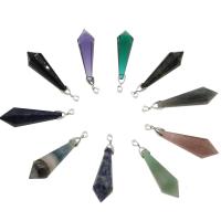 Gemstone Brass Pendants, with Brass, platinum color plated & faceted, 62*17mm Approx 1.5mm 