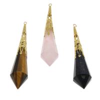 Gemstone Brass Pendants, with Brass, gold color plated & faceted, 77*17mm Approx 1.5mm 
