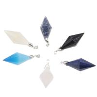 Gemstone Brass Pendants, with Brass, platinum color plated & faceted, 29*21.5mm Approx 1.5mm 