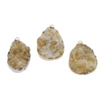 Natural Agate Druzy Pendant, Ice Quartz Agate, with Brass, plated, random style, 44*26*10mm-45*31*13mm Approx 3mm 