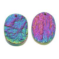 Natural Agate Druzy Pendant, Ice Quartz Agate, colorful plated Approx 1.5mm 