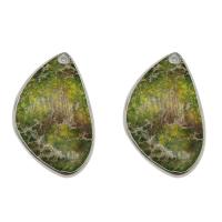 Impression Jasper Pendant, with Brass, platinum color plated, apple green Approx 1.5mm 