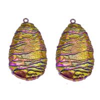 Marine Fossil Pendant, with Brass, Teardrop, gold color plated Approx 2mm 