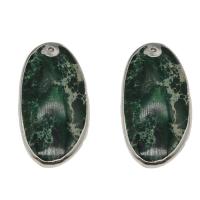 Impression Jasper Pendant, with Brass, platinum color plated, green Approx 1.5mm 