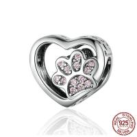 Cubic Zirconia Micro Pave Sterling Silver Bead, 925 Sterling Silver, plated, micro pave cubic zirconia & hollow Approx 2-5mm 