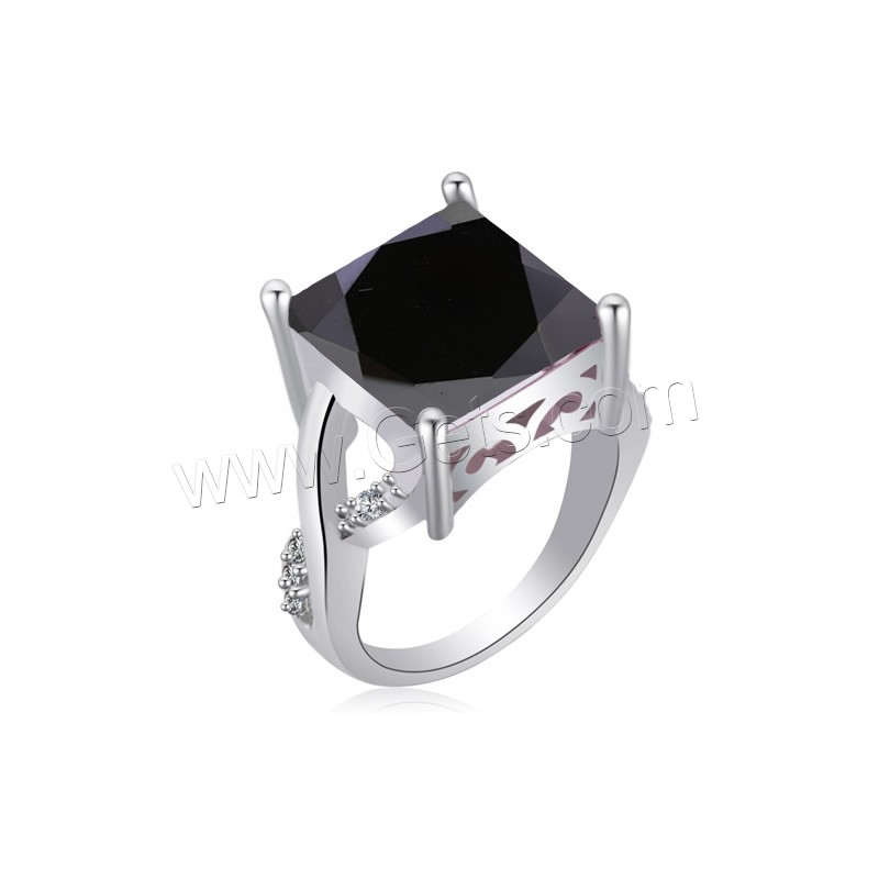 Кубическое цирконовое латунное кольцо, Латунь, плакирован серебром, разный размер для выбора & Женский & с кубическим цирконием, Много цветов для выбора, продается PC