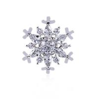 Cubic Zirconia Brooch, Brass, Snowflake, plated, micro pave cubic zirconia & for woman 