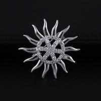 Brass Brooch, plated, Unisex & micro pave cubic zirconia & hollow 33mm 