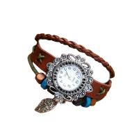Woven Ball Watches, Zinc Alloy, with Faux Leather, plated, fashion jewelry & for woman, brown Approx 6.49 Inch 