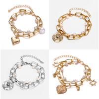 Fashion Zinc Alloy Bracelets, with Plastic Pearl, plated, fashion jewelry & for woman 