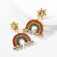 Zinc Alloy Rhinestone Drop Earring, Rainbow, fashion jewelry & for woman & with rhinestone 