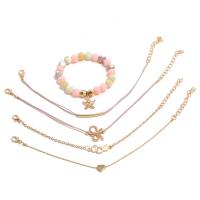 Brass Bracelet Set, bracelet, plated, Adjustable & fashion jewelry & for woman, golden 