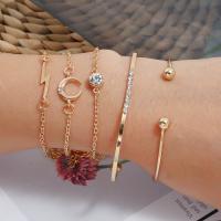 Zinc Alloy Bracelet Set, cuff bangle & bracelet, plated, Adjustable & fashion jewelry & for woman, golden 