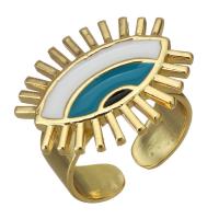 Brass Cuff Finger Ring, real gold plated, for woman & enamel, 18.5mm, US Ring 