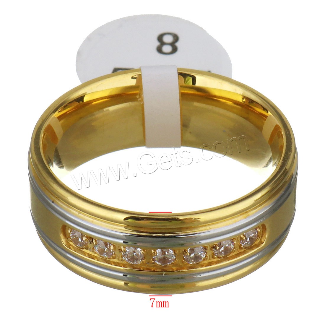 Нержавеющая сталь Rhinestone палец кольцо, нержавеющая сталь, Другое покрытие, разный размер для выбора & Женский & со стразами, Много цветов для выбора, 7mm, продается PC