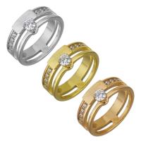 Нержавеющая сталь Rhinestone палец кольцо, нержавеющая сталь, Другое покрытие, разный размер для выбора & Женский & со стразами, Много цветов для выбора, 8mm, продается PC