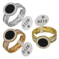 Rhinestone Stainless Steel Finger Ring, with Rhinestone Clay Pave & Resin, plated & for woman 12.5mm 