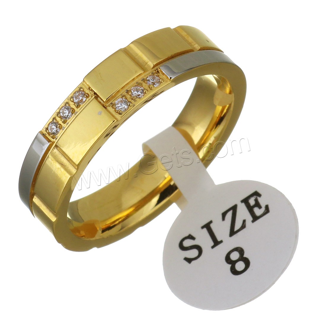 Anilo de dedo de acero inoxidable, chapado, diverso tamaño para la opción & para mujer & con diamantes de imitación, más colores para la opción, 5mm, Vendido por UD