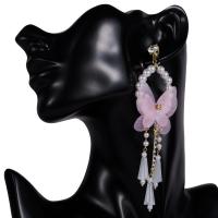 Plastic Pearl Zinc Alloy Earring, with Lace & Plastic Pearl, plated, fashion jewelry & for woman 