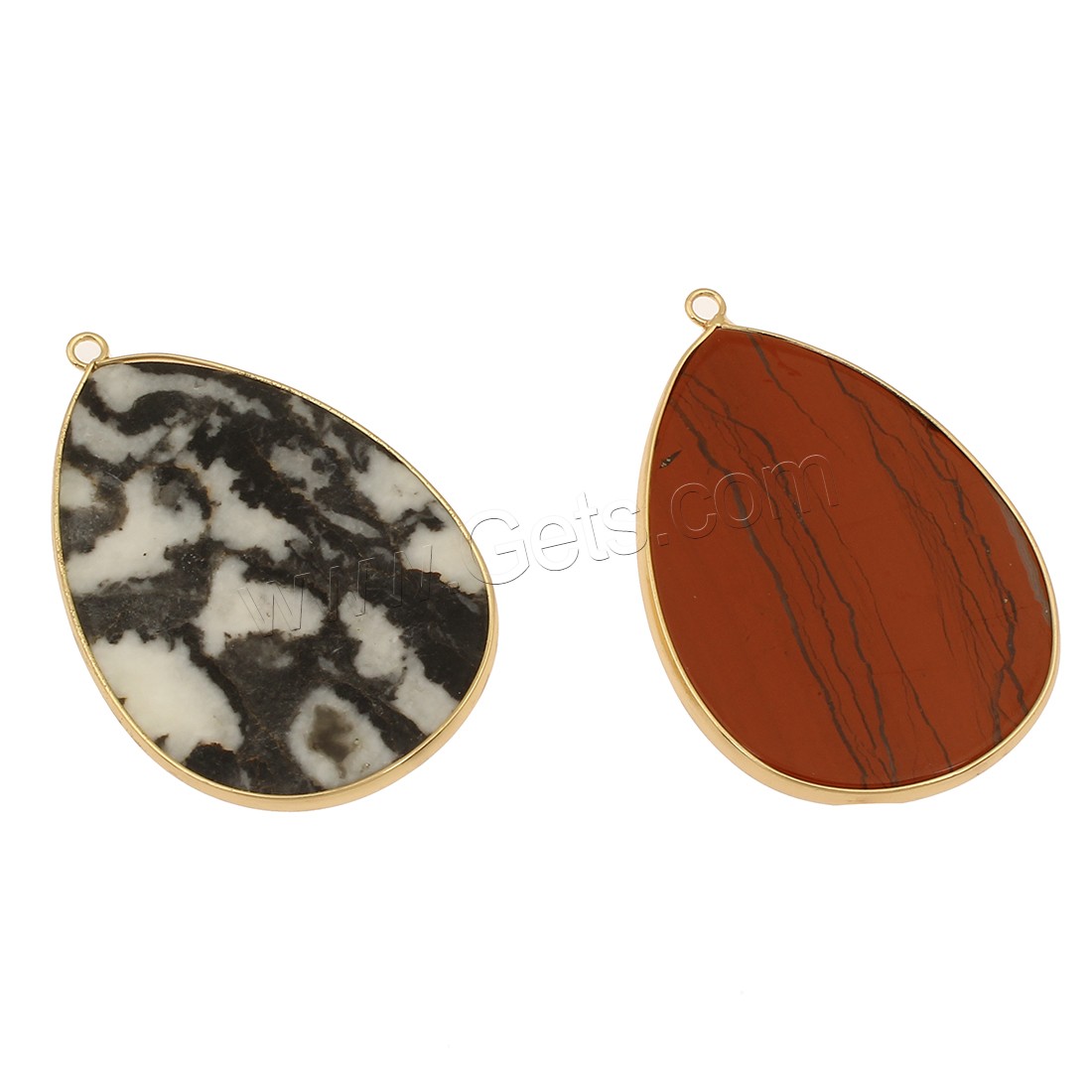 Gemstone Brass Pendants, with Brass, Teardrop, gold color plated, different materials for choice & different size for choice, Hole:Approx 2mm, 5PCs/Bag, Sold By Bag