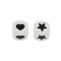 Silikon Perlen Schmuck, Quadrat, verschiedene Muster für Wahl, weiß, 12mm, Bohrung:ca. 2mm, verkauft von PC