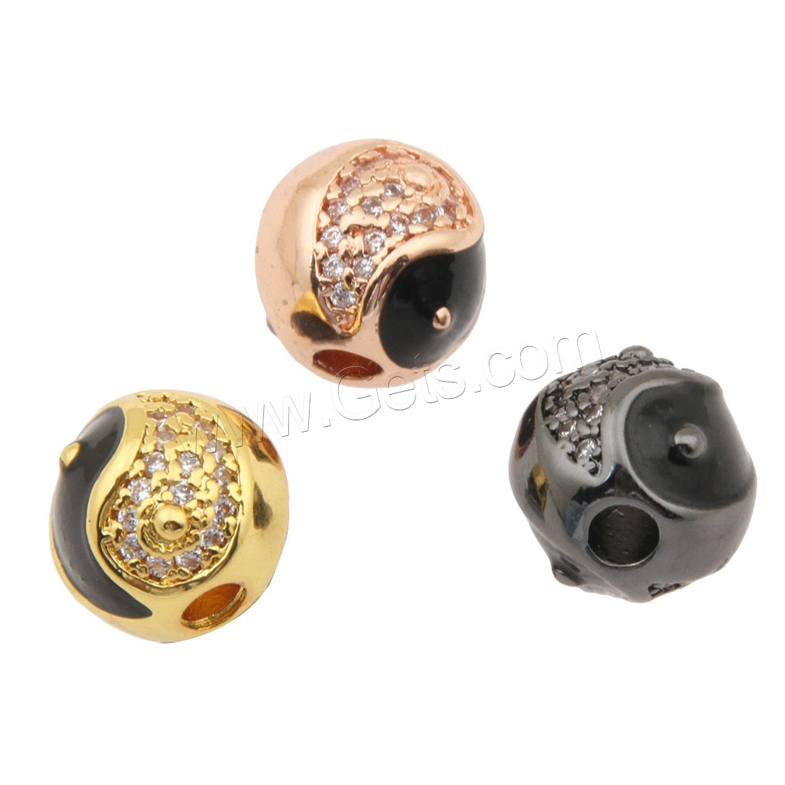 Cubic Zirconia Micro Pave Brass Beads, Round, plated, different size for choice & micro pave cubic zirconia & enamel, more colors for choice, Sold By PC