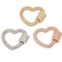 Brass Heart Pendants, plated, micro pave cubic zirconia 