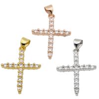 Brass Cross Pendants, plated, micro pave cubic zirconia Approx 1mm 