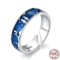 Стерлингового серебра кольцо, 925 пробы, покрытый платиной, ювелирные изделия моды & Женский & эмаль, 5mm, размер:6-8, продается PC
