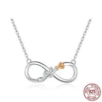 Sterling Silver Jewelry Necklace, 925 Sterling Silver, Infinity, plated, oval chain & for woman Approx 15.7-17.7 Inch 