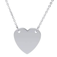 Stainless Steel Jewelry Necklace, with 5cm extender chain, Heart, oval chain & for woman Approx 17.72 Inch 