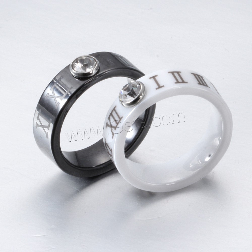 磁器 指輪, 異なるサイズの選択 & 女性用 & ライン石のある, 無色, 6mm, 売り手 パソコン