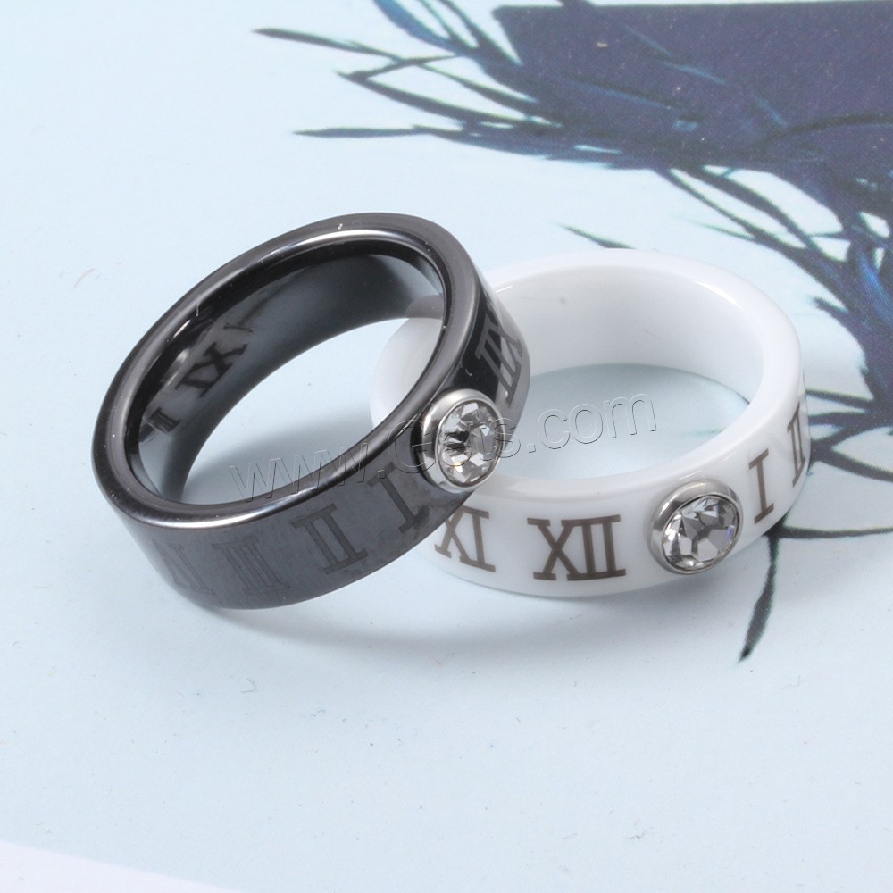 Porcelain Finger Ring, different size for choice & for woman & with rhinestone, more colors for choice, 6mm, Sold By PC