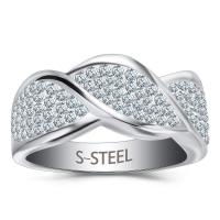 Anillo de dedo de acero Titanium de, Partículas de acero, diverso tamaño para la opción & para mujer & con diamantes de imitación, color original, 10mm, Vendido por UD