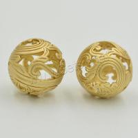 Hollow Brass Beads, Round, plated, fashion jewelry & DIY, 14.5mm 