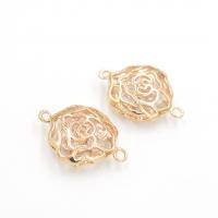 Cubic Zirconia Micro Pave Brass Connector, Rose, gold color plated, DIY & micro pave cubic zirconia & 1/1 loop & hollow 