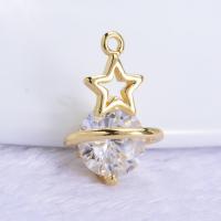 Cubic Zirconia Brass Pendants, real gold plated, DIY & with cubic zirconia 