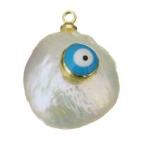 Cultured Freshwater Pearl Brass Pendant, with Freshwater Pearl, Evil Eye, gold color plated, fashion jewelry Approx 1.5mm 