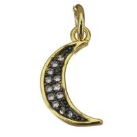 Cubic Zirconia Micro Pave Brass Pendant, Moon, gold color plated, fashion jewelry & micro pave cubic zirconia & enamel Approx 3mm 