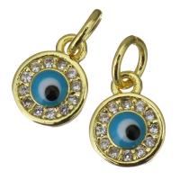 Brass Pendant, gold color plated, fashion jewelry & evil eye pattern & micro pave cubic zirconia Approx 3.5mm 