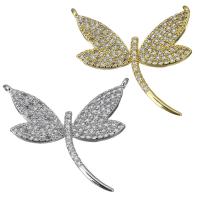 Cubic Zirconia Micro Pave Brass Connector, Dragonfly, plated, fashion jewelry & micro pave cubic zirconia & 1/1 loop Approx 1.5mm 