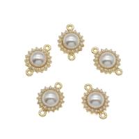 Zinc Alloy Charm Connector, with ABS Plastic Pearl, gold color plated, 1/1 loop, white Approx 1mm 