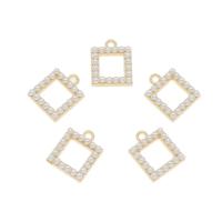 Zinc Alloy Jewelry Pendants, with ABS Plastic Pearl, Square, gold color plated, white Approx 1.5mm 
