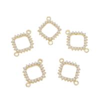 Zinc Alloy Charm Connector, with ABS Plastic Pearl, Rhombus, gold color plated, 1/1 loop, white Approx 1.5mm 