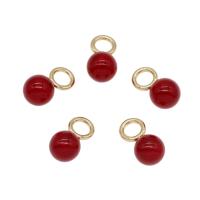 Zinc Alloy Jewelry Pendants, with ABS Plastic Pearl, Round, gold color plated, red Approx 6mm 