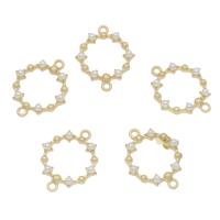 Zinc Alloy Charm Connector, with ABS Plastic Pearl, Donut, gold color plated, 1/1 loop, white Approx 1.5mm 