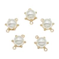 Zinc Alloy Charm Connector, with ABS Plastic Pearl, gold color plated, 1/1 loop, white Approx 1.5mm 