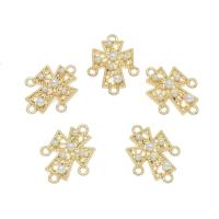 Zinc Alloy Charm Connector, with ABS Plastic Pearl, Cross, gold color plated, 1/3 loop, white Approx 1.5mm 