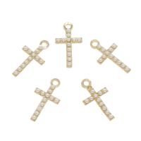 Zinc Alloy Cross Pendants, with ABS Plastic Pearl, gold color plated, white Approx 2mm 